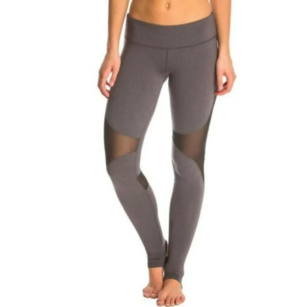 ALO Yoga Coast Leggings M Gray Mesh Stirrup Athleisure Y2K